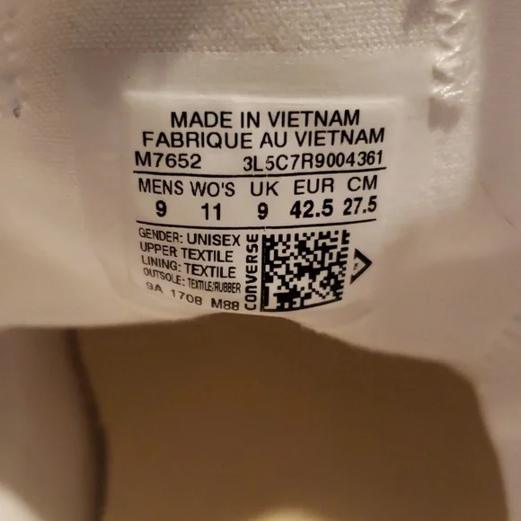 Men's Converse All Star Ox Optical White - Picture 8 of 9